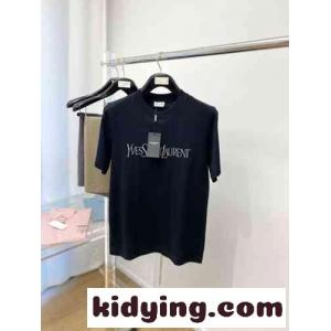 イヴ・サンローラン コピー Tシャツ コピー シンプル 合わせやすい クルーネック 半袖 ブラックkid26feyWjq