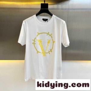 ヴェルサーチ コピーブランドェ Tシャツ コピー ベーシック 着回し抜群 ロゴ クルーネック 半袖 トップスkid26Dm4fua