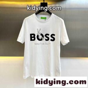 シンプル ロゴ プリント クルーネック ヒューゴ・ボス Tシャツ コピー 半袖 ホワイトkid26bKnq4z