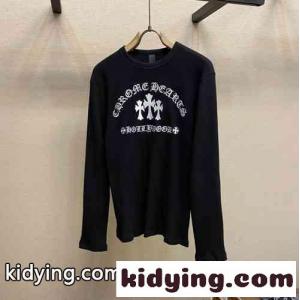 おしゃれ ロゴ 刺繍入り クロムハーツ コピー Tシャツ コピー 長袖 クルーネックkid26CyOLfm