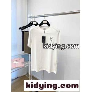 シンプル 合わせやすい クルーネック イヴ・サンローラン ブランド コピー Tシャツ コピー 半袖 ホワイトkid26mq8fai