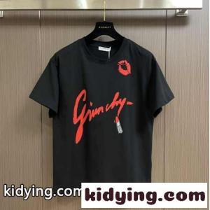 人気 リップスティックプリント Tシャツ ジバンシィ コピー Tシャツ コピー クルーネック ブラックkid26CCGjaq