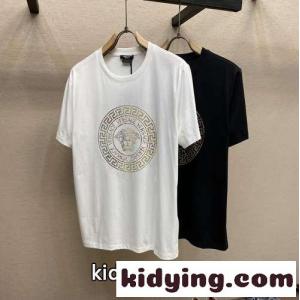 定番 カジュアル ラインストーン メドゥーサ 半袖 ヴェルサーチ ブランド コピーェ Tシャツ コピーkid26emqC0r