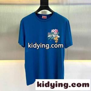 ALOHA FLOWER TATTOO プリント クルーネック ケンゾー Tシャツ コピー ブルーkid26Gj0nem