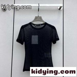春夏 シンプル メッシュ クルーネック アレキサンダーワング Tシャツ コピー ブラックkid26z8vGrq