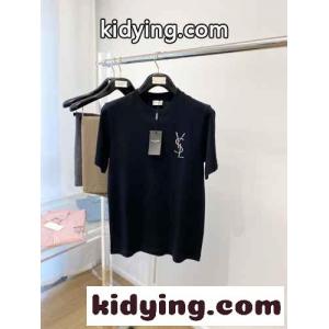 シンプル 合わせやすい クルーネック イヴ・サンローラン コピー Tシャツ コピー 半袖 ブラックkid26u41nOr