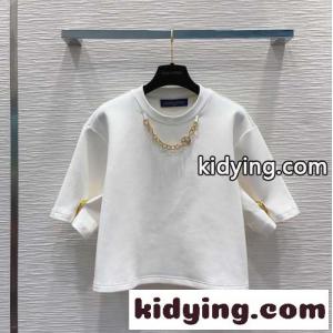 ジャイアントスナップボタンクロップトップ ルイ・ヴィトン Tシャツ コピー 半袖 ホワイトkid26aOj0ri