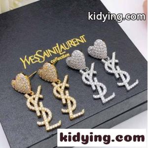 キラキラ ラインストーン YSL モノグラム ハート イヴ・サンローラン ブランド コピー ピアス コピーkid26DeG9Tr