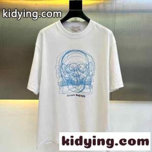おしゃれ スケッチスカルTシャツ アレキサンダー・マックイーン Tシャツ コピー ホワイトkid26XXTDKr