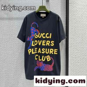 カジュアル オーバーサイズ プリント コットンTシャツ グッチ スーパーコピー Tシャツ コピー 半袖kid26C4XLLf
