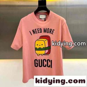 男女兼用 可愛い アニマルプリント 半袖Tシャツ グッチ スーパーコピー Tシャツ コピー ピンクkid26TLPLbe