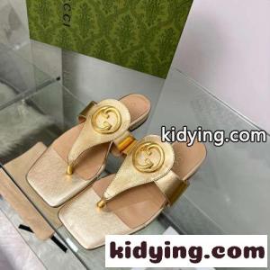 gucci コピーブランド グッチ コピーブランド ブロンディ トングサンダル スーパーコピー レディース ゴールドkid260XLTTv