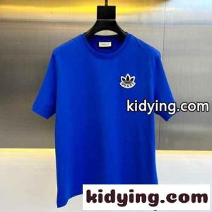 コピーブランド adidas X gucci コピーブランド コットン クルーネック Tシャツ グッチ コピーブランド Tシャツ コピー 男女兼用 ブルーkid26z8b8je