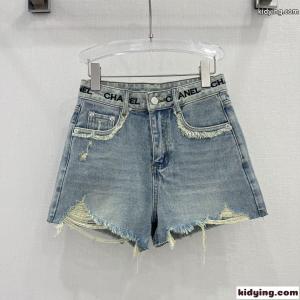大人気 定番 ロゴ 刺繍 デニム ショートパンツ シャネル スーパーコピー パンツ コピー レディースkid26W15zKv