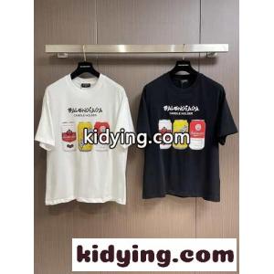 おしゃれ プリント コットン クルーネック 半袖Tシャツ バレンシアガ ブランド コピー Tシャツ コピーkid26Or4zGD