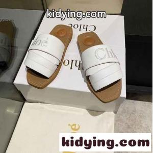 人気 ウッディ フラットミュール レザーサンダル クロエ サンダル コピー ホワイトkid26zu0vKj