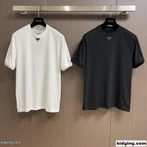 シンプル ロゴ クルーネック 合わせやすい プラダ ブランド コピー Tシャツ コピー 半袖Tシャツkid26qi8rui