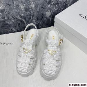 人気 可愛い トライアングルロゴ付 春夏 厚底 プラダ コピーブランド サンダル コピー レディース ホワイトkid26u0rWnu