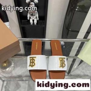 モノグラムモチーフ レザースライド フラットシューズ バーバリー ブランド コピー サンダル コピーkid26CGLrCq