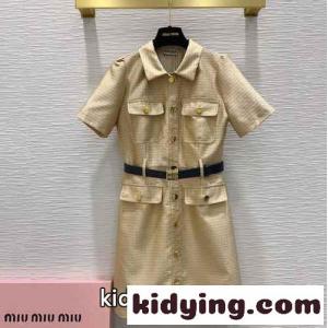 定番 上品 ベルト付き ジャガード 半袖ドレス ミュウミュウ コピー ワンピース コピーkid26Tzq4TD