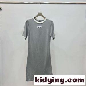 シンプル クルーネック 半袖 Tシャツドレス ミュウミュウ コピー ワンピース コピー レディースkid26bSzaKD