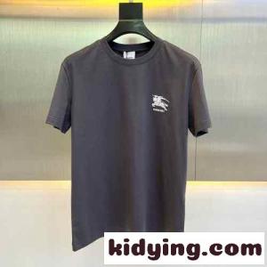 大人気 ロゴ コットン クルーネック 半袖Tシャツ バーバリー コピー Tシャツ コピー グレーkid26TrOrKj