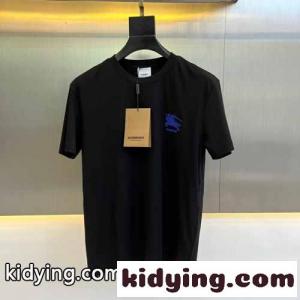大人気 ロゴ コットン クルーネック 半袖Tシャツ バーバリー ブランド コピー Tシャツ コピー ブラックkid26WPDiya