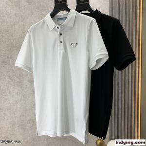 洗練された カジュアル ロゴ プラダ コピーブランド Tシャツ コピー 半袖 コットンピケ ポロシャツkid26bCiGHv