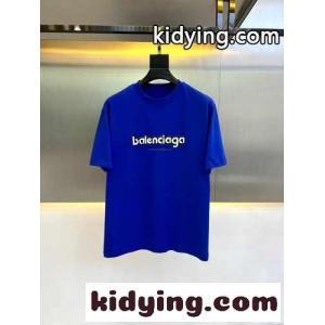 シンプル 着回し ロゴ クルーネック 半袖Tシャツ バレンシアガ コピーブランド Tシャツ コピー ブルーkid26zaWLbC