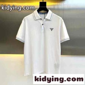 クラシック 半袖 コットンピケ ポロシャツ プラダ コピー Tシャツ コピー メンズ ホワイトkid26Wfqe0n