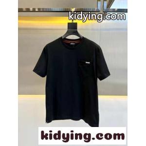 シンプル ロゴ クルーネック 半袖Tシャツ エルメネジルド・ゼニア Tシャツ コピー ブラックkid26be4zei