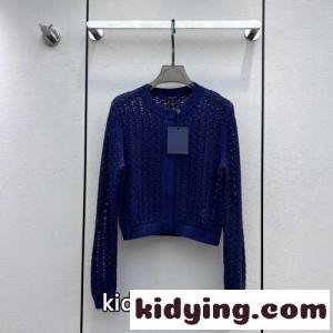 LV バイ・ザ・プール クロシェニットクロップドカーディガン ルイ・ヴィトン カーディガン コピー ブルーkid26LPvyCu