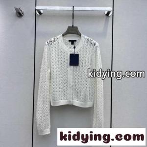 LV バイ・ザ・プール クロシェニットクロップドカーディガン ルイ・ヴィトン カーディガン コピー ホワイトkid26mSPL1b