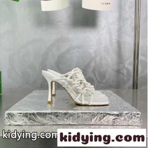 おしゃれ 編み上げた レディース レザー ミュール ボッテガ・ヴェネタ サンダル コピー ホワイトkid264XbyWj