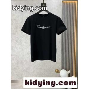 シンプル ロゴ 合わせやすい クルーネック サルヴァトーレ・フェラガモ Tシャツ コピー 半袖Tシャツkid26KHz0ji