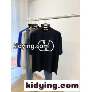 ヴァレンティノ ブランド コピー Tシャツ コピー シンプル Vロゴ クルーネック コットン 半袖Tシャツ ブラックkid26Gjq4Lf