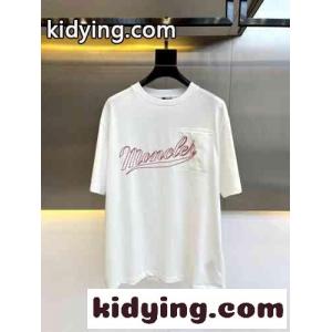 ユニセックス カジュアル ロゴ 刺繍 モンクレール スーパーコピー Tシャツ コピー コットン 半袖 ホワイトkid26e49T9r