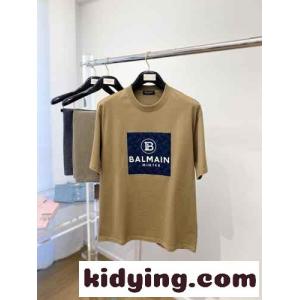 カジュアル おしゃれ クルーネック バルマン コピー Tシャツ コピー 半袖 コットン トップスkid264b0DWD