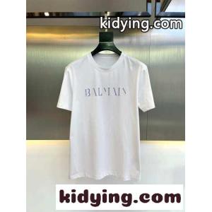 合わせやすい バルマン コピー Tシャツ コピー 半袖 シンプル クルーネック コットン ホワイトkid26eyeymC