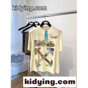 オフホワイト コピーブランド tシャツ コピー カジュアル プリント コットン 半袖Tシャツkid26XPTjyy