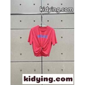 セーフティー ピン ロゴ ヴェルサーチ コピーェ Tシャツ コピー レディース 半袖 トップス ピンクkid2691PHDq