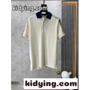 インターロッキングG ストライプ付き コットン ポロシャツ グッチ スーパーコピー Tシャツ コピー メンズ ベージュkid264jKr8b