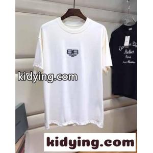 シンプル おしゃれ ロゴ 刺繍 クルーネック バレンシアガ ブランド コピー Tシャツ コピー ユニセックスkid26ySviyi