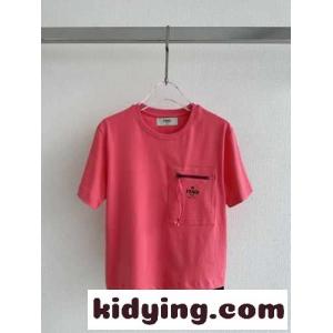 ロゴ ジップ付きポケット コットン 半袖Tシャツ フェンディ コピー Tシャツ コピー レディースkid26j01jaq