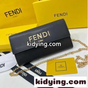 fendi スーパーコピー ROMAコンチネンタル財布 チェーン付きフェンディ スーパーコピー 財布 人気 コピー ウォレット ブラックkid261fKj0v
