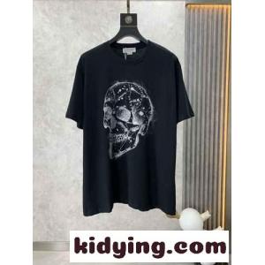 おしゃれ スカル コットン 半袖Tシャツ アレキサンダー・マックイーン Tシャツ コピー メンズkid260f01Pb