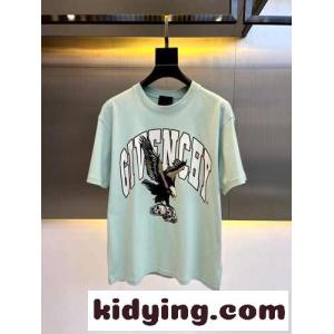 ブランドロゴ イーグルプリント コットンジャージー 半袖Tシャツ ジバンシィ コピー Tシャツ コピー ライトブルーkid26XHriGr