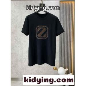 ベーシック おしゃれ クルーネック エルメネジルド・ゼニア Tシャツ コピー 半袖Tシャツ ブラックkid26vKTfGn