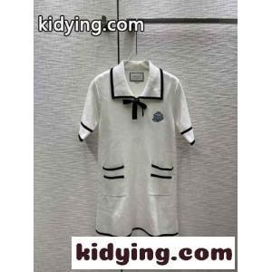 可愛い エンブロイダリー付き 半袖 ポロドレス グッチ コピーブランド ワンピース コピー レディースkid26TDGbqC