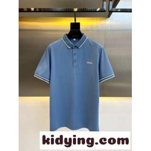 カジュアル コットン 半袖ポロシャツ エルメネジルド・ゼニア Tシャツ コピー ブルーkid26ruKDGj